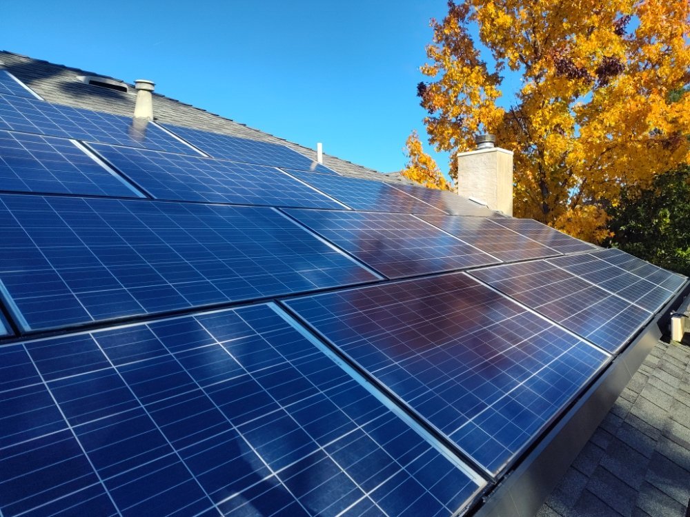 Roof Mounted solar panels after being cleaned