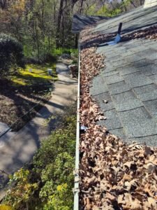 gutters overflowing with debris
